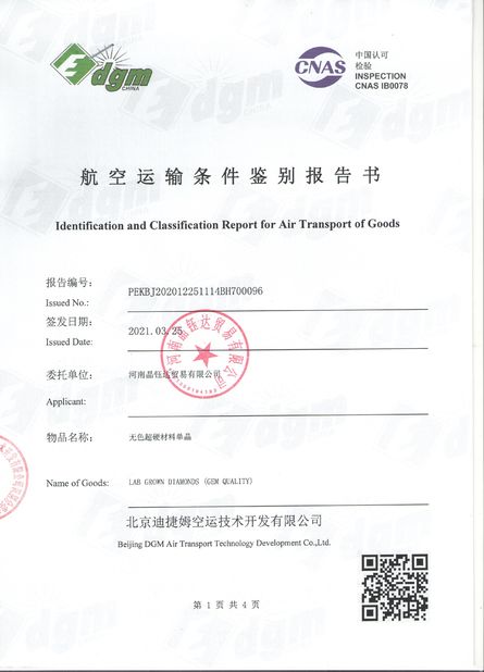 China Henan Yuda Crystal Co.,Ltd Zertifizierungen